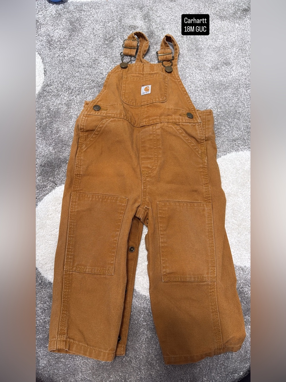 Carhartt Kids' Tan/Brown Canvas Overalls